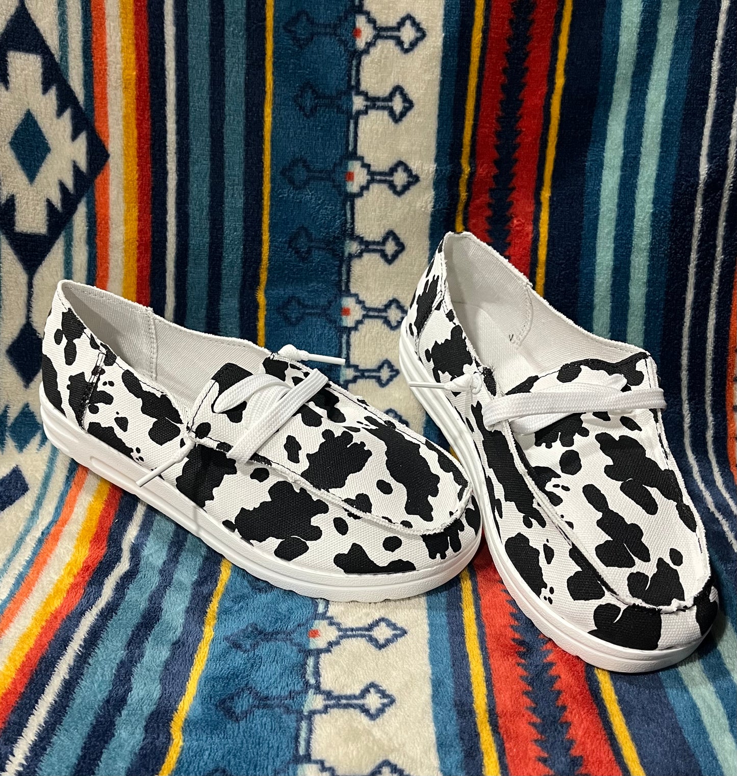 COW PRINT LACE UP SHOES