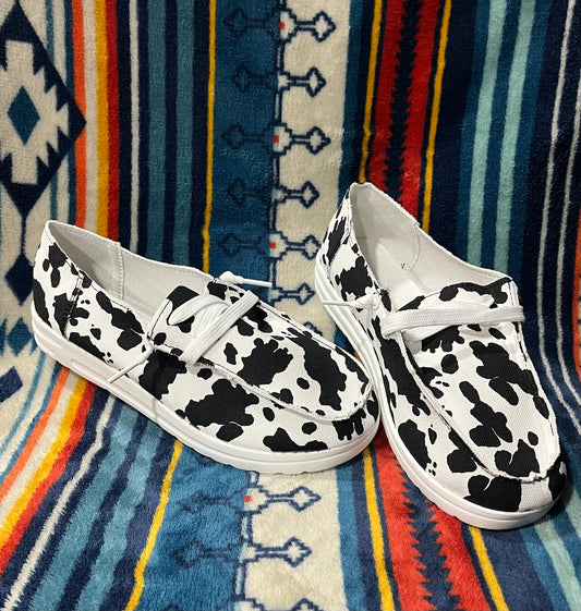 COW PRINT LACE UP SHOES