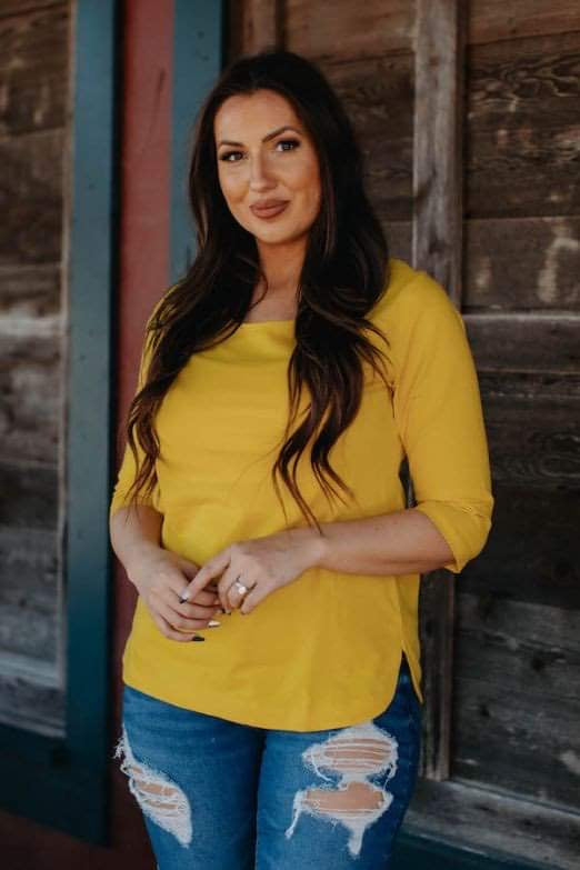 Mustard Shredded Back Top